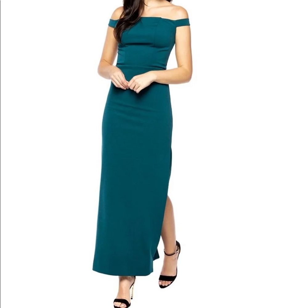 Stylestalker Connor Off Shoulder Teal Gown Maxi Dress